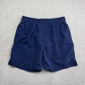 Speedo Mens Swim Trunks Blue Size L Volley Ball Beach Zip Pocket Navy Blue